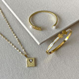 2'li Kelepçe Gold Kolye Set