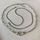 Kaplan Taşlı Trend İkili Çelik Kolye 