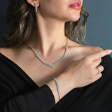 Zirkon Taşlı Pırlanta Modeli 925 Ayar Gümüş Set