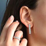 Zirkon Taşlı Su Yolu 925 Ayar Gümüş Set 