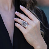 Elmas Montür Modeli Rose Gold Gümüş Yüzük