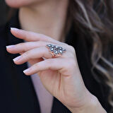 Elmas Montür Modeli Rose Gold Gümüş Yüzük