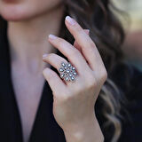 Elmas Montür Modeli Rose Gold Gümüş Yüzük