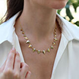 Taşlı Üçgen Trend Gold Gümüş Kolye