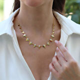 Taşlı Üçgen Trend Gold Gümüş Kolye