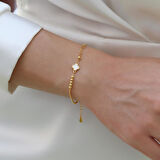 Yonca Sedefli Trend Gold Gümüş Bileklik