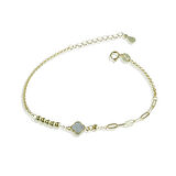 Yonca Sedefli Trend Gold Gümüş Bileklik