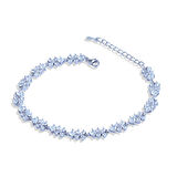 Çiçek Kare Taşlı Gümüş Bileklik