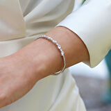 Damla Taşlı Şık Gümüş Kelepçe