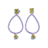 Sitrin Taşlı Damla Gümüş Küpe