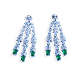 Yaprak Tasarım Zümrüt Taşlı Gümüş Küpe