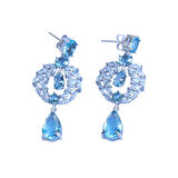 Aquamarine Taşlı Başak Modeli Gümüş Küpe