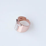Y Harfi Baget Taşlı Rose Gold Kaplama Gümüş Yüzük