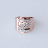 Z Harfi Baget Taşlı Rose Gold Kaplama Gümüş Yüzük