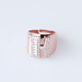 H Harfi Baget Taşlı Rose Gold Kaplama Gümüş Yüzük