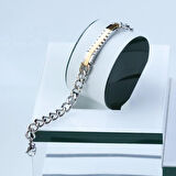 Plaka Gurmet Modeli Çift Renkli Çelik Bileklik