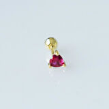 Mini Kalp Pembe Zirkon Taşlı Gold Kaplama Gümüş Tragus