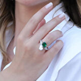 Zümrüt Taşlı Serpent Gümüş Yüzük