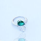 Zümrüt Taşlı Serpent Gümüş Yüzük