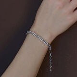 Zirkon Taşlı Zincir Modeli Gümüş Bileklik