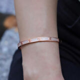 Crtr Modeli Rose Gold Kaplama Zirkon Taşlı Gümüş Kelepçe