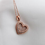 Kişiye Özel Kalp Zirkon Taşlı Rose Gold Kaplama İsim Yazılabilir Kolye