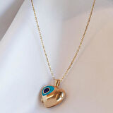 Nazar Boncuklu Gold Kaplama Açılır Kapanır İsim Yazılabilen Gümüş Kolye