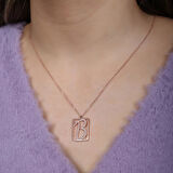 B Harfi Zirkon Taşlı Rose Gold Kaplama Çerçeveli Gümüş Kolye