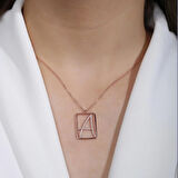 A Harfi Zirkon Taşlı Rose Gold Kaplama Çerçeveli Gümüş Kolye