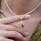 Gold Kaplama Yıldız Gümüş Kolye