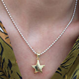 Gold Kaplama Yıldız Gümüş Kolye