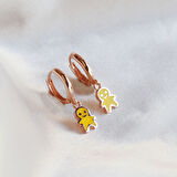 Gülen Yüz Halka Rose Gold Kaplama Gümüş Küpe