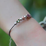 Kalpli Çiçekli Ayarlanabilir Gümüş Charm Bileklik