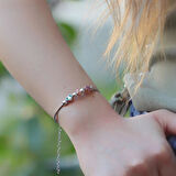 Kalpli Çiçekli Ayarlanabilir Gümüş Charm Bileklik