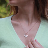 Allah Yazılı Beyaz Mine İşli Mini Zirkon Taşlı Rose Gold Kaplama Gümüş Kolye