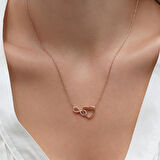 Kalp Sonsuzluk Rose Gold Kaplama Gümüş Kolye