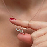 Kalp Sonsuzluk Rose Gold Kaplama Gümüş Kolye