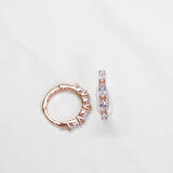 Zirkon Taşlı Rose Gold Kaplama Gümüş Halka Küpe