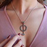 Tasarım Model Zirkon Taşlı Dövme İşi Otantik Gümüş Kolye