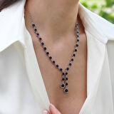 Kök Safir Taşlı Otantik Gümüş Kolye