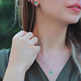 Zirkon Taşlı Palmiye Gümüş Set