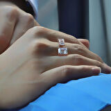 Baget Tek Taş ve Beş Taş Rose Kaplama Ayarlanabilir Gümüş Yüzük