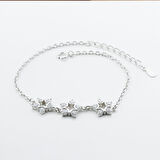 Zirkon Taşlı 3 Sıra Yıldız Figürlü Gümüş Bileklik