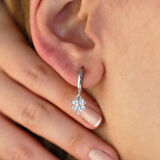 Zirkon Taşlı Yonca Gümüş Küpe