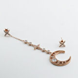 Apm Modeli Rose Gold Kaplama Moon Gümüş Küpe
