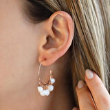 Rose Gold Kaplama İnci Halka Gümüş Küpe