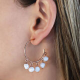 Rose Gold Kaplama İnci Halka Gümüş Küpe