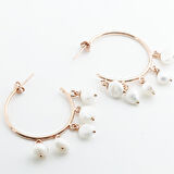 Rose Gold Kaplama İnci Halka Gümüş Küpe