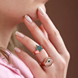 Zirkon Taşlı Göz Ve Yıldız Figürlü İkili Gümüş Yüzük