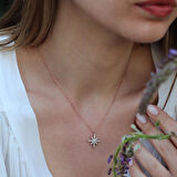 Kutup Yıldızı Zirkon Taşlı Rose Gold Kaplama Gümüş Kolye